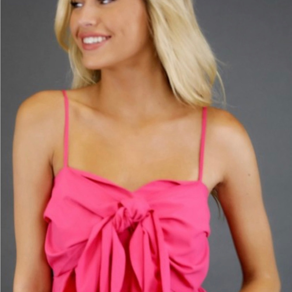 Judith March Raspberry Tie Front Top - Picture 2 of 2